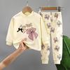 Cute Cartoon Design Pure Cotton Sleepwear Set for Boys and Girls - Long Sleeve Top and Pants for Autumn