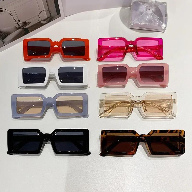 Vintage Small Frame Rectangle Sunglasses Women's Fashion Jelly Color Sun Glasses Women Summer Travel Eyewear UV400 Oculos De Sol