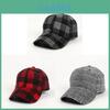 Baseball Cap Women Autumn Winter Plaid Wool Dad Hat With Adjustable Strap For Casual Wear