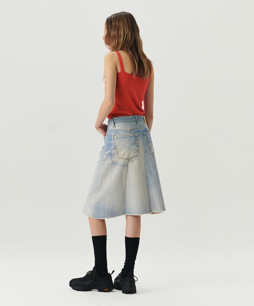 Leuba Digital-Print Pannel Skirt - Digital Denim