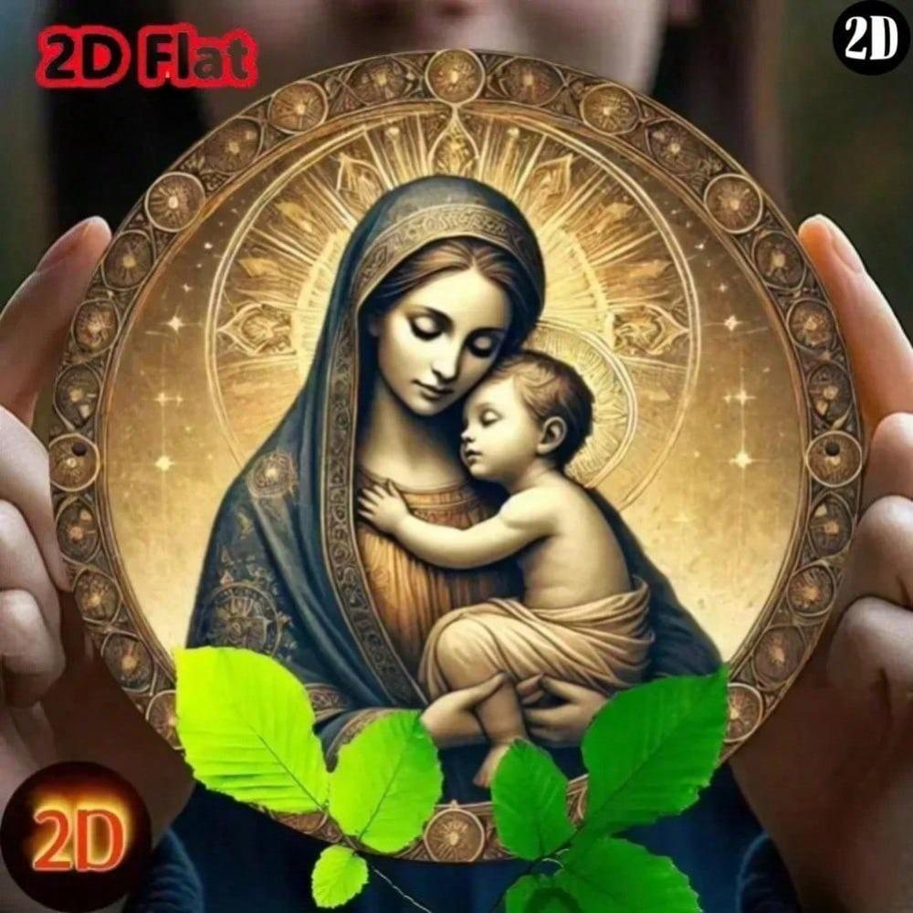Religious Metal Wall Art Virgin Mary Baby Jesus Catholic Home Decor