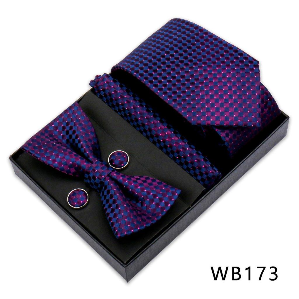 Men's Silk Bow Tie & Pocket Square Gift Set - Business & Wedding