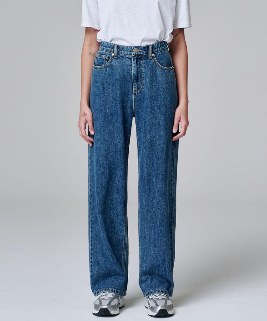 MALOUPE 9133 Regular Wide Denim Pants (Medium Indigo)
