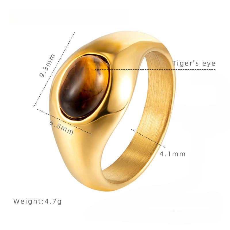 

Винтажное овальное кольцо с камнем «Тигровый глаз», женское нишевое, легкая роскошь, высококлассное кольцо, гальваническое покрытие из титановой стали, подарок 9