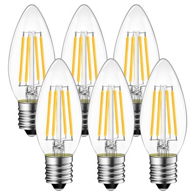 LVWIT LED Chandelier Bulbs, E17 Base, 40W Equivalent, 470LM, 2700K Warm White, 4W Filament, Candle Shape, Set of 6