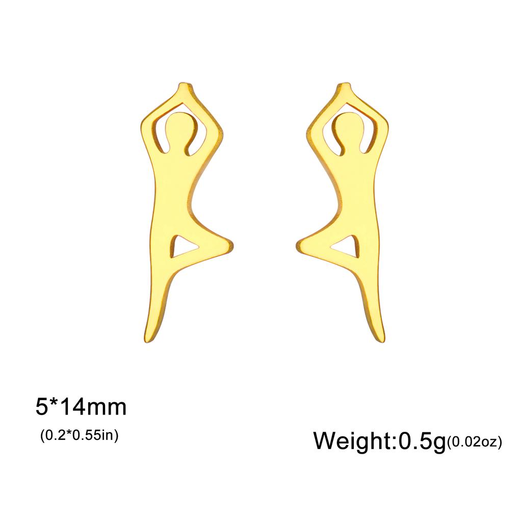 Cazador Mismatched Yoga Meditation Stud Earrings for Women Stainless Steel Asymmetric Piercing Earrings Jewelry Birthday Gift