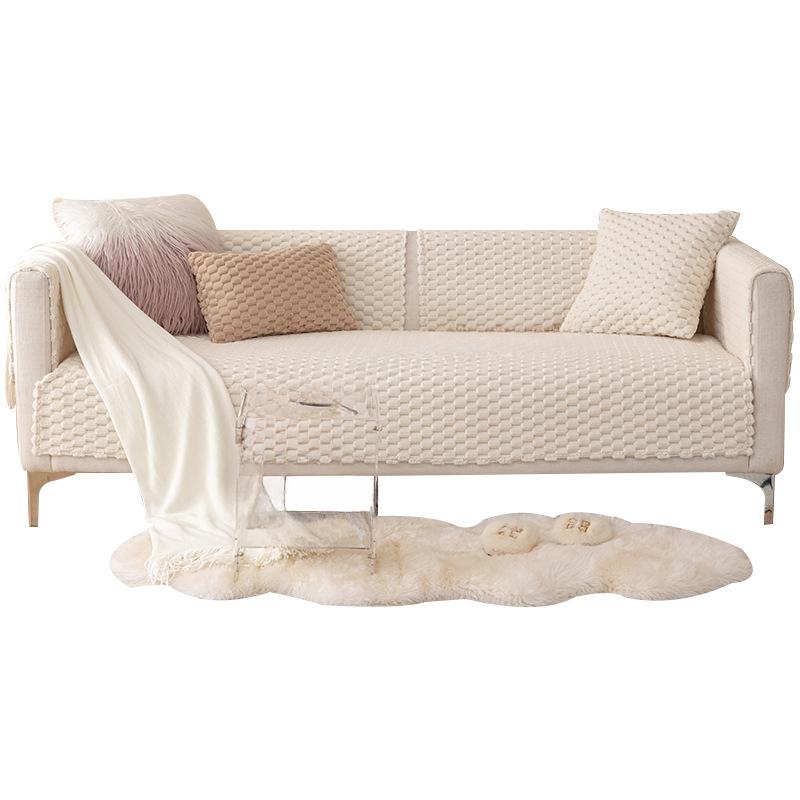 Sofa Cushion Winter Plush Non-Slip Cushion Cat Petting Pure Color Simple Modern Sofa Cover Slipcover