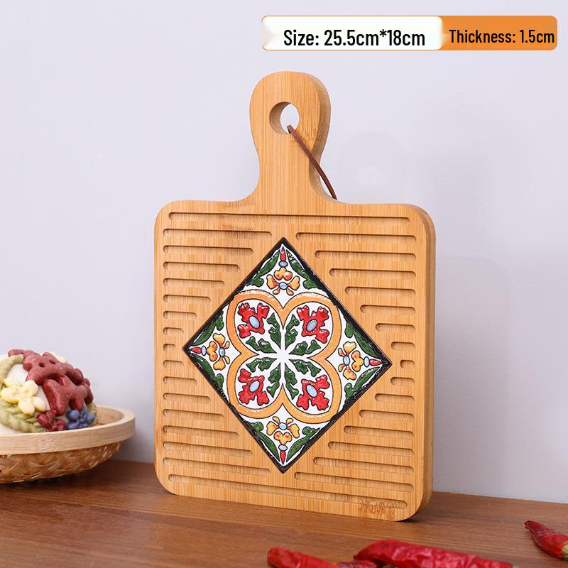 Retro Solid Wood Anti-Scalding Pot Mat and Coaster