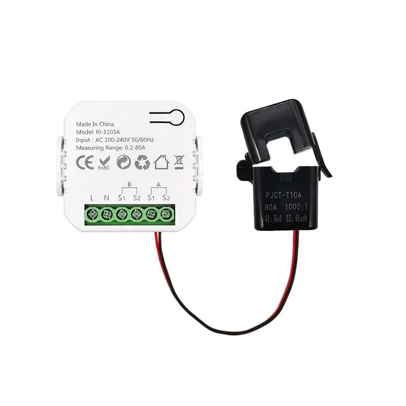 Smart New WiFi Energy Clamp Bidirectional Meter with Buzzer Alarm for Threshold App Monitor Export Import Power AC110V/240V