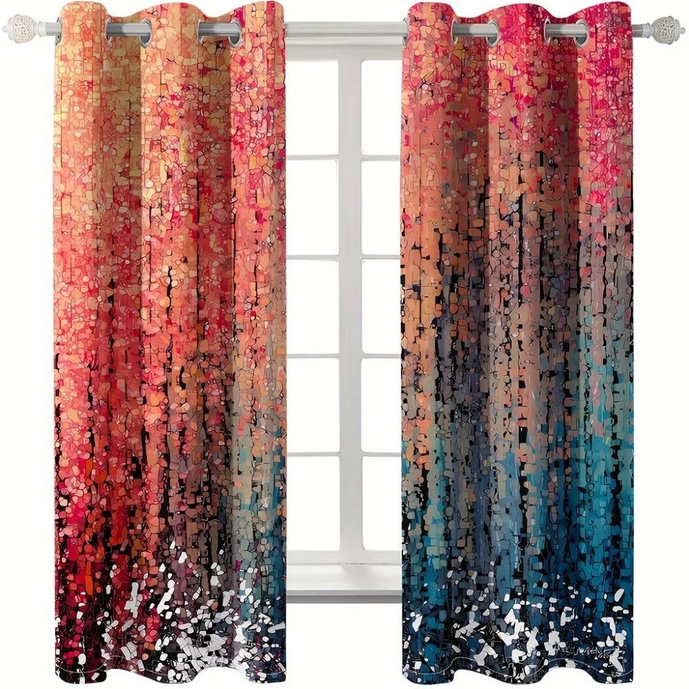 / Set Abstract Crystal Color Art Digital Print Drape Grommet Best Livingroom Space Drape Blocking DrapeTranslucentDrape