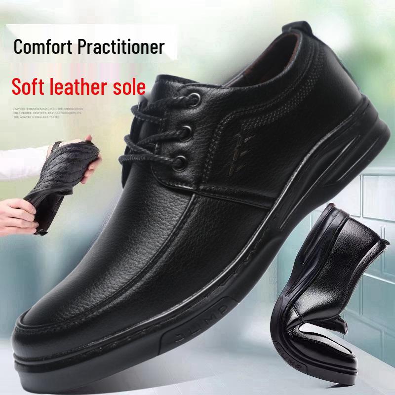 Men's Formal Soft Bottom Leather Dress Shoes - Height Increasing, British Style, Casual Suit