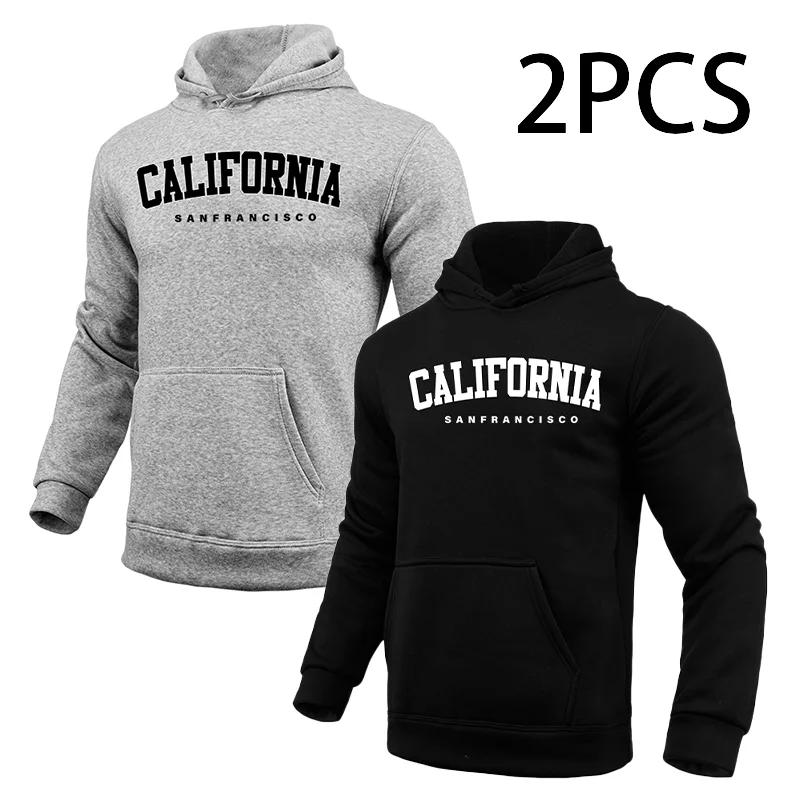 2 In 1 Hoodie for Man California Print Autumn Winter Daily Casual Sporty Sweatshirt Home Outdoor Comfort Warm Fashion Pullover