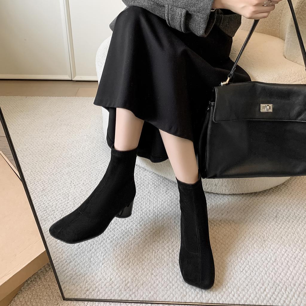 5CM Korean Small Ankle Boots 2025 Autumn and Winter New Suede Elastic Thin Boots Small Short Boots Commuting Versatile Single Boots Women
