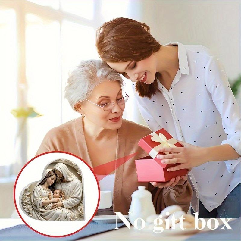 1pc, Heart-shaped Acrylic (4" X 4"), Jesus Birth Decoration for Table Decoration, Christmas Gift, Farewell Gift, Religious Gift