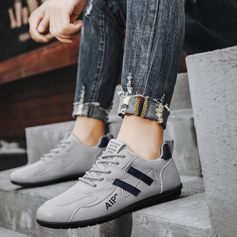 Популярная мужская дышащая обувь для вождения со скользкой сеткой. Модная мужская — фото 8