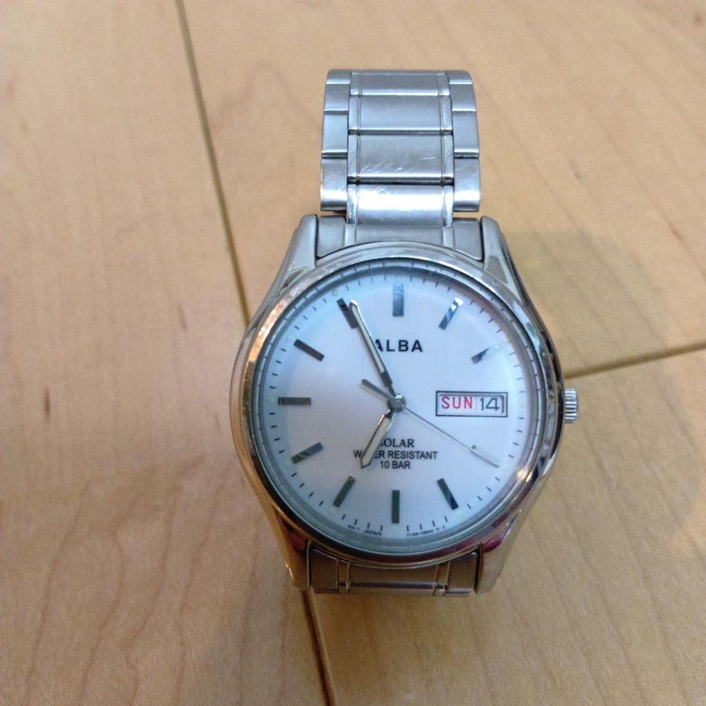 Used [Good Condition] ALBA Solar Watch 10BAR White Dial Day Date Product Number V158-KZG0