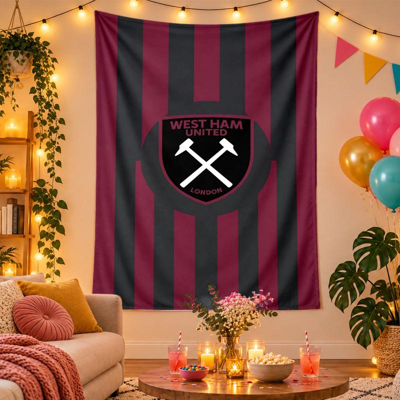 Polyester Wall Tapestry with West Ham United Design, Decorative Hanging for Bedroom Living Room Dorm