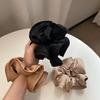 French Elegant Solid Color Scrunchies Black Brown Large Intestine Hair Bands Women Ins Fashion Flower Bud Satin Hair Ties Ropes