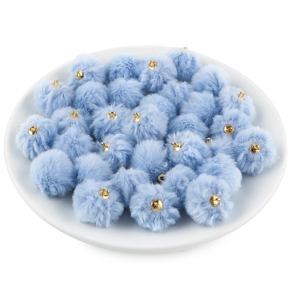 20pcs Plush Fur Cover Ball Beads Charms Cute Bead Pendant for DIY Jewelry Making Accessories Handmade Earring Bracelet
