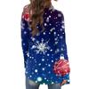 Women's Fashion Casual Christmas Print Medium Length Cardigan Jacket Coat