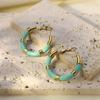 Boucles d'oreilles rondes géométriques simples Dopamine Couleur Gouttes Femmes Ne se décolorent pas Personnalité Haut de gamme Polyvalentes Boucles d'oreilles