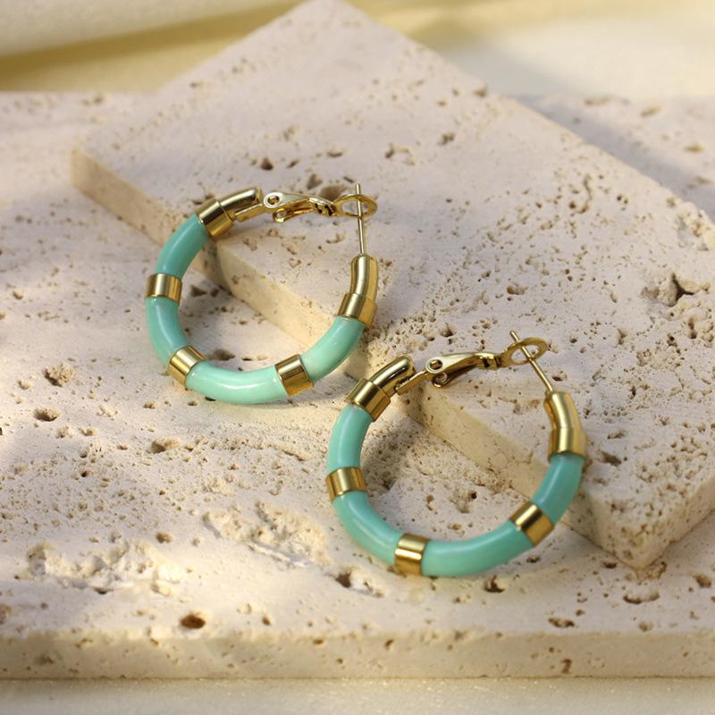 Dopamine Simple Geometric Round Color Drip Earrings Women Do Not Fade Personality High Sense Versatile Earrings