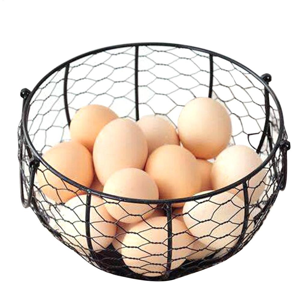 Egg Storage Basket Iron Basket Potato Garlic Container Kitchen Storage Metal Wire Egg Basket Farm Chicken Cover Egg Holder