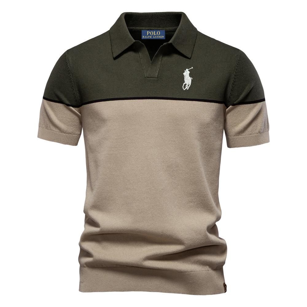 Polo Ralph Lauren Letní vyšívané poníkem Nové pánské pletené polo tričko s krátkým rukávem Barevně blokovaný límec Ležérní polo pro muže