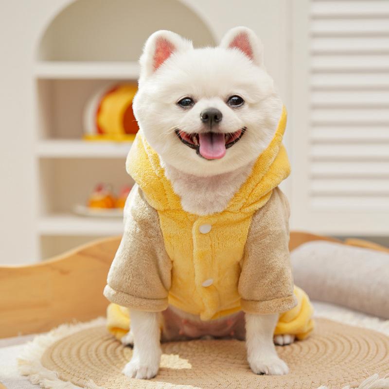 Velvet Flannel Four-Legged Clothing Pet Dog Cat Autumn Winter Warm Clothing Supplies Cartoon Bee Teddy Bear