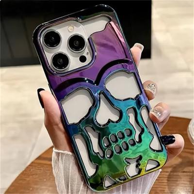 Custodia per telefono 3D Skull Ghostface per iPhone 14 15 16 ProMax 11 12 13 Pro Max 16 Plus Samsung S24 S23 Ultra Fashion Hollow Heat Dissipation Plating Cover