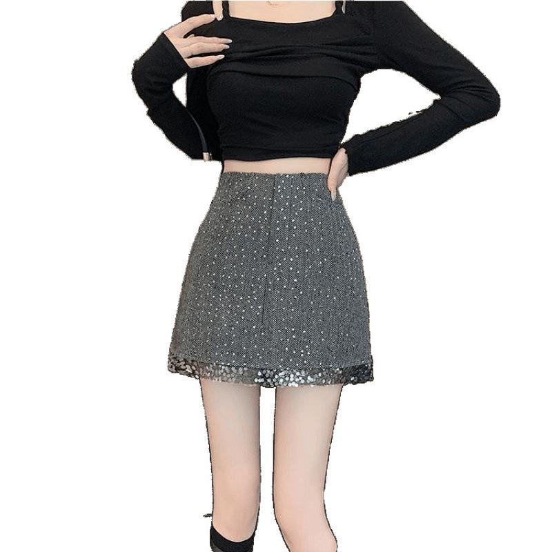 Sequin Pure Desire A-line High Waist Short Skirt, 2025 Spring/Summer Collection
