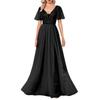 Evening Dress Banquet Mesh Long Swing Dress V-neck Sexy Short-sleeved Long Dress