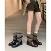Galoa~ Vintage Belt Buckle Pile Boots Women's Maillard Western Cowboy Boots Knight Boots Long Boots Tall Boots
