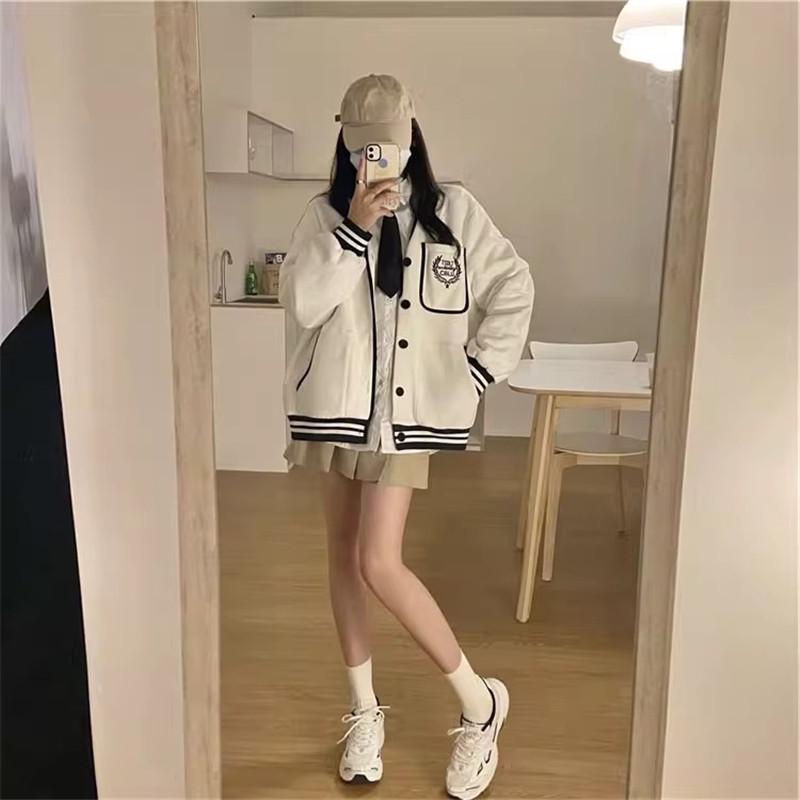 Street Style Girl Academy Baseball Jacket: 2025 Trendy Casual Loose Hoodie for Spring/Autumn