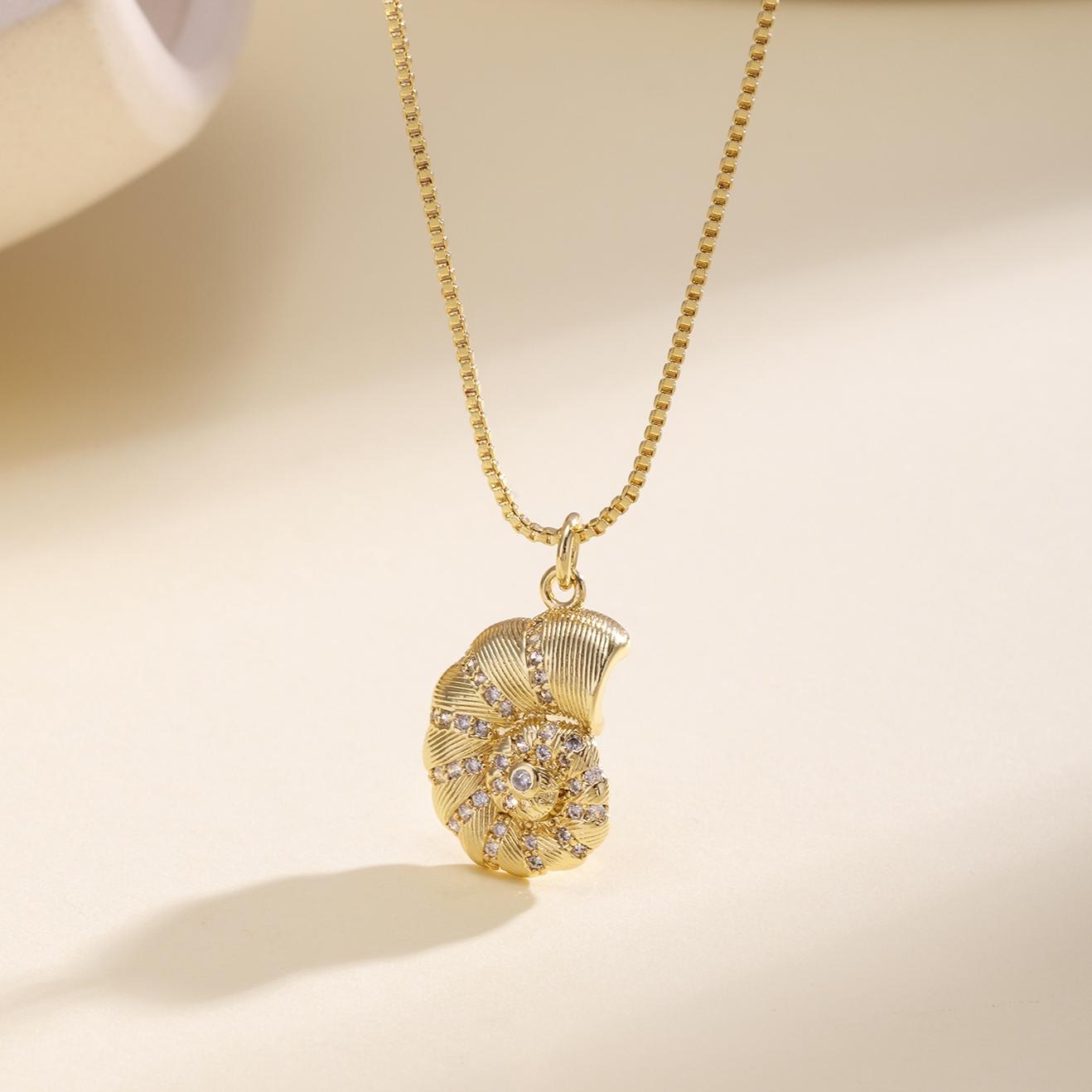 

Nidin Fashion Cute Frog/Snail/Conch Pendant Necklace For Women Men Copper Sparkling Zircon Animal Charm Jewelry Accessories Gift