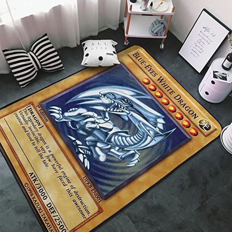 Alfombra Dragón Blanco de Ojo Azul para Sala de Estar Antideslizante Dormitorio Mesita de Noche Área de Sofá Alfombra de Piso Suave Grande Decoración del Hogar