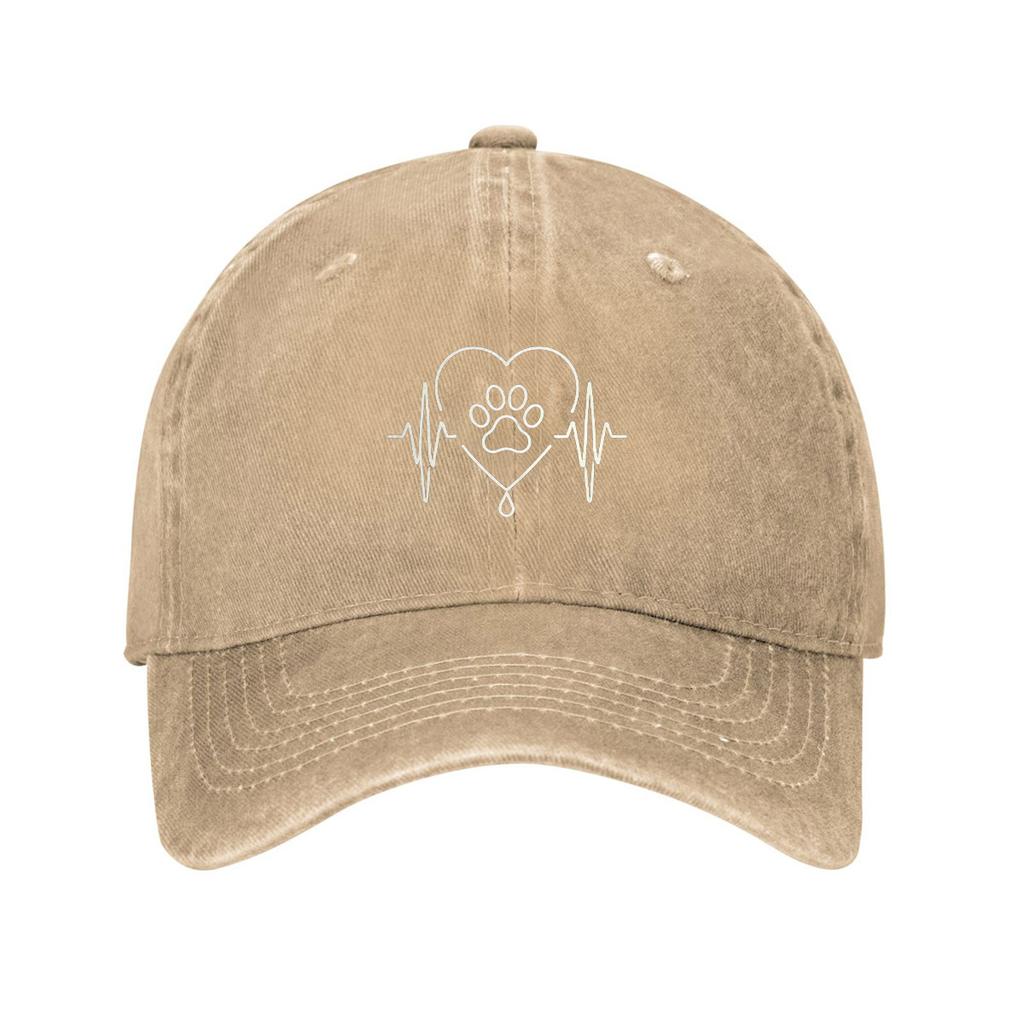 Paw Heartbeat EKG Dog Lover Baseball Cap Cotton Adjustable Casual Dad Hat Unisex Outdoor Activities
