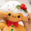Kawaii Christmas Gingerbread Man Plush Toy Soft Gingerbread Man Stuffed Plushie with Strawberry Christmas Gift for Kids Adults