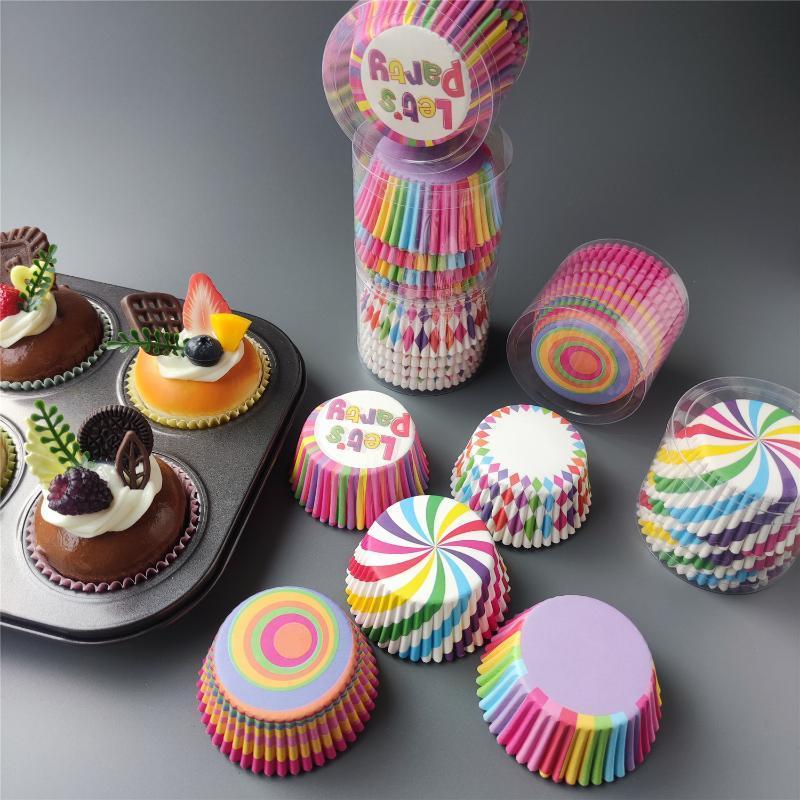 Xiaomi 100Pcs/Set Muffin Cupcake Paper Cups Rainbow Cake Forms Cupcake Liner For Christmas Wedding Party Kitchen Baking Tray Cake Mold