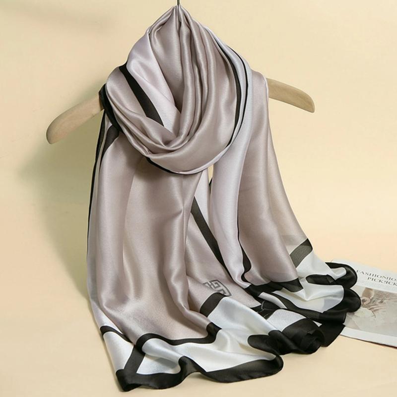 New Silk  Scarf Women Soft Satin Hairband Neckerchief Office Hijab Headband Foulard Gift Luxury Design Brand