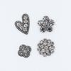 Gun Black Rhinestone Heart & Flower DIY Fashion Accessories for Hair, Bags & Phone Cases