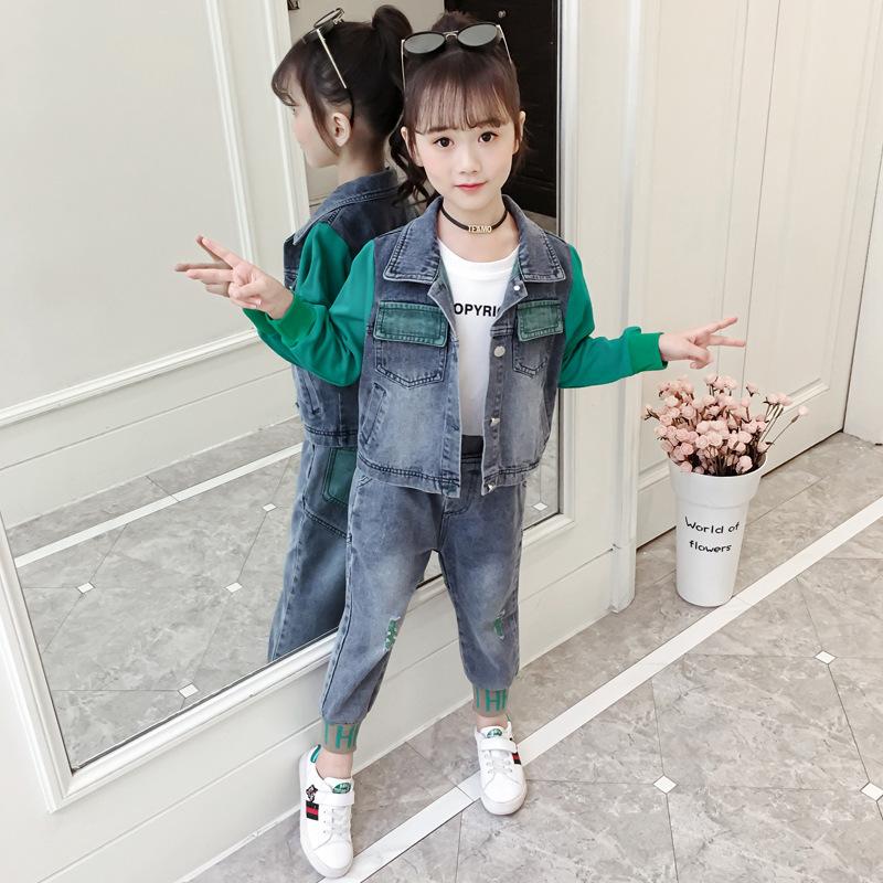 Primavera Autunno Ragazza Denim Suit Casual Sport Stampato Set Due Pezzi  acquista in modo economico — spedizione gratuita, recensioni reali con foto  — Joom