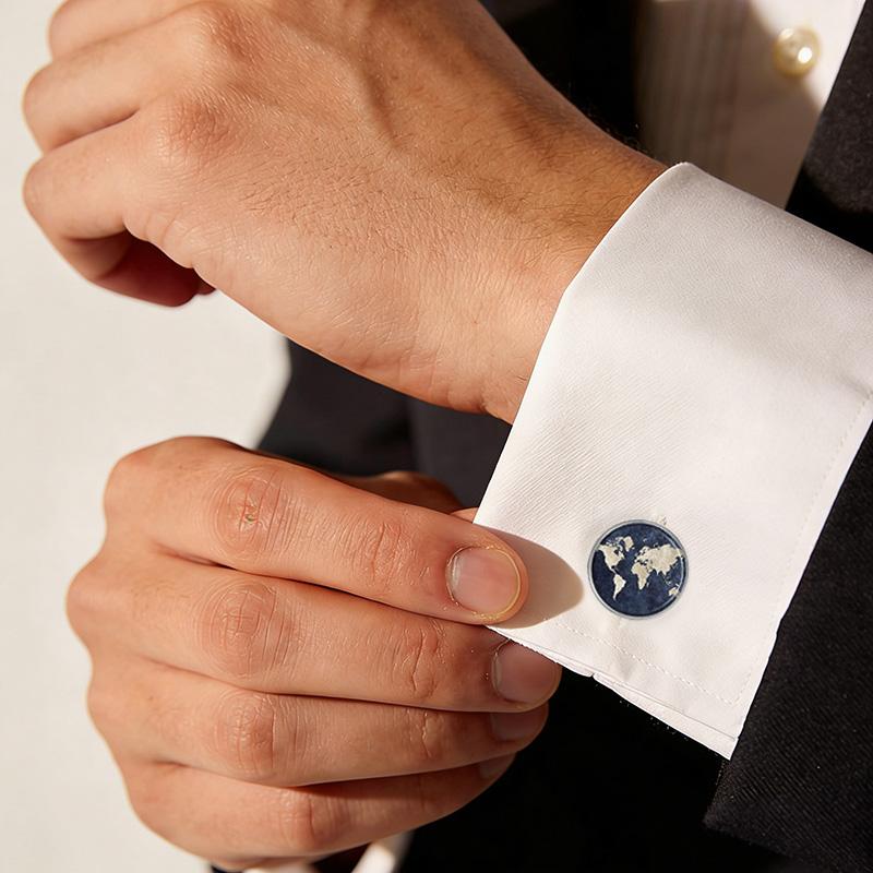 Vintage World Map Glass Cufflinks Silver Metal Cuff Links For Man Women Wedding Party Jewelry Accessories