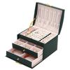 Triple-Layer Leather Jewelry Box with Mirror and Lock for Earrings