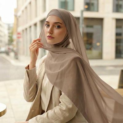 Ramadan Omedelbar Hijab Set Lång Halsmössa Med Chiffonghalsduk Enfärgad Huva Hatt Och Halsduk Kombination Muslimsk Kvinna Hijab Sjal Omslag Turban
