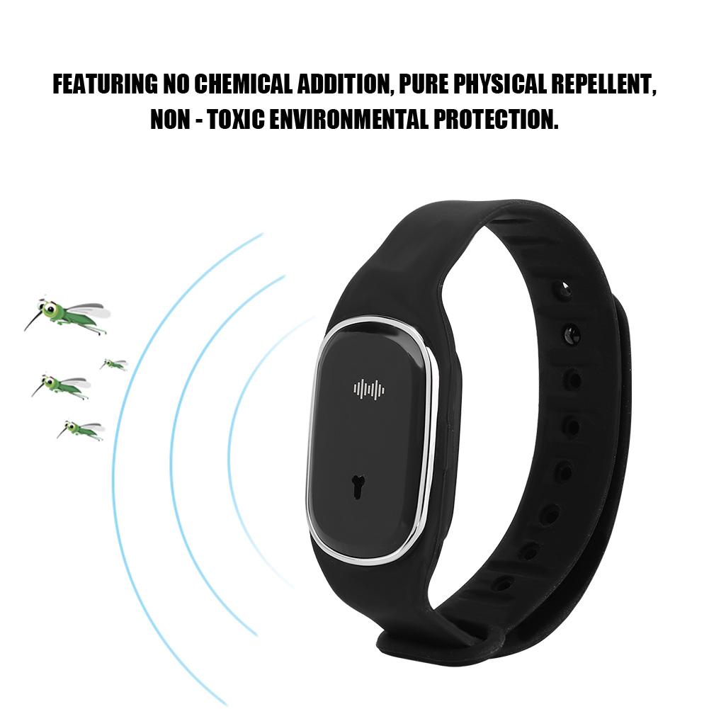 Sommer Armband Wiederaufladbares Intelligentes Mückenabwehr Wasserdichtes Armband (Schwarz)