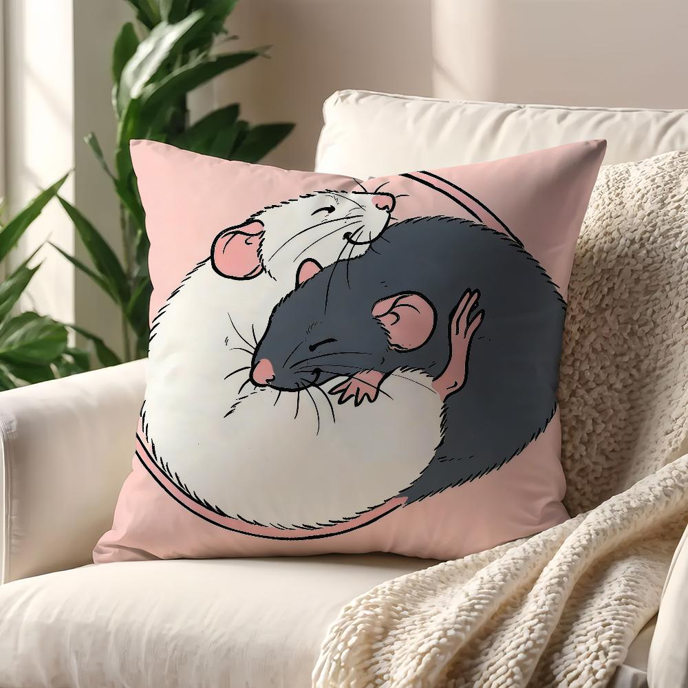 Süßer Cartoon-Ratten-Kissenbezug Kissenbezug Dekoration Zimmer Zuhause Sofa Wohnzimmer Büro Auto Nordische Schlichtheit