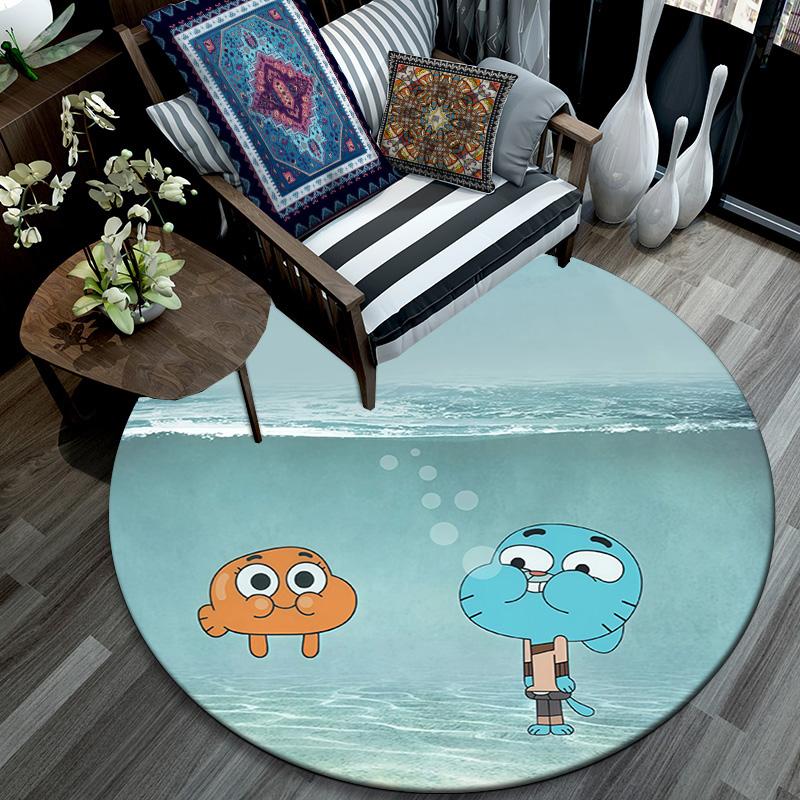 The Amazing World of Gumball2 Round Area Rug,Carpet Rug for Living Room Bedroom Sofa Playroom Decor,Non-slip Floor Mat
