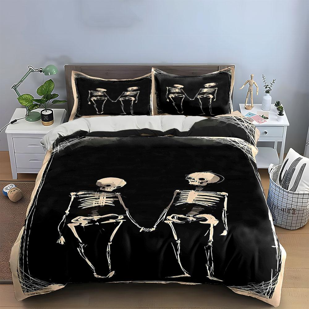Skeletons Holding Hands. Bedding Sets Duvet Cover Sets Duvet Covers Pillowcases(1 * Duvet Cover 2 * Pillowcases Without Duvet Insert)