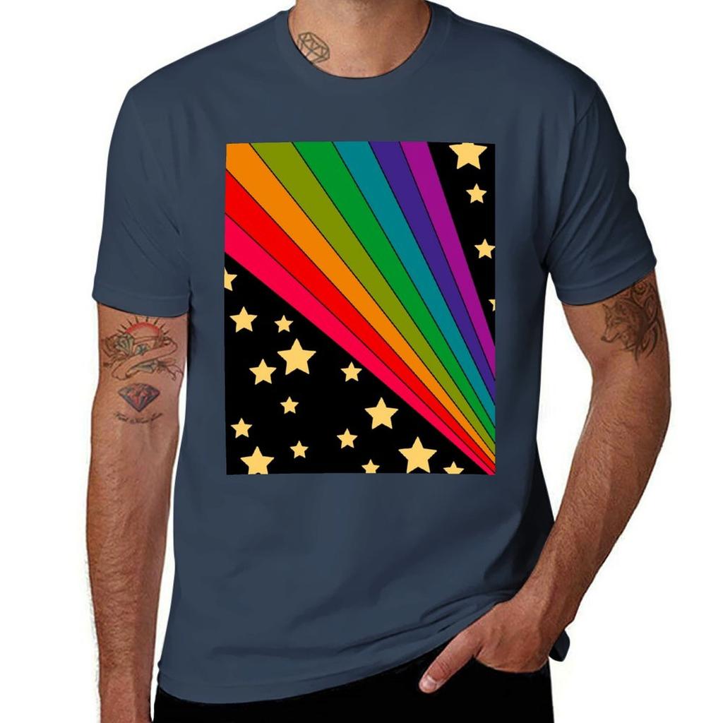 Stars And Rainbow Tshirt Large Size Casual Tee Shirt